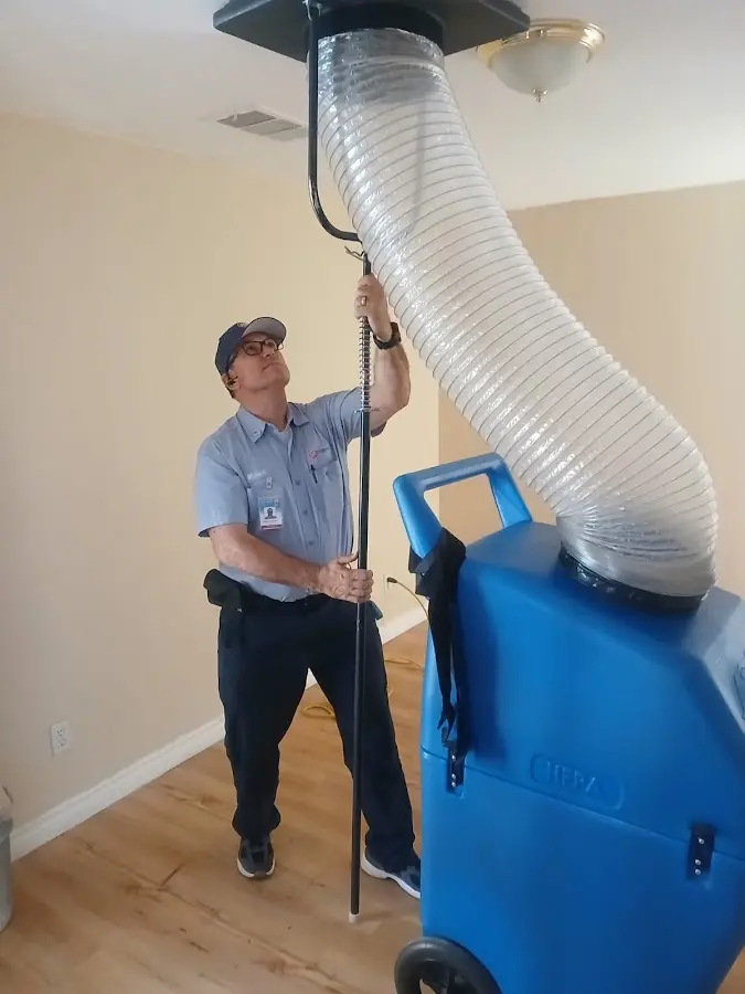Mini Split Installation technician using HEPA equipment in Carolina Forest